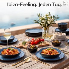 Набір столового посуду з керамограніту Pure Living Ibiza Deep Blue (24 предмети, на 6 персон) Набір столового посуду з керамограніту Pure Living Ibiza Deep Blue (24 предмети, на 6 персон)