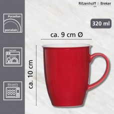 Набір порцелянових чашок Ritzenhoff & Breker серії DOPPIO Rosso, 6 шт (0.32 л) Набір порцелянових чашок Ritzenhoff & Breker серії DOPPIO Rosso, 6 шт (0.32 л)