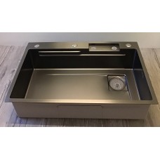 Кухонна мийка з вбудованою системою «Водоспад» PureSteel 80х50х19 см (Антрацит / Чорний графіт) Кухонна мийка з вбудованою системою «Водоспад» PureSteel 80х50х19 см (Антрацит / Чорний графіт)