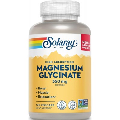 Гліцинат магнію Solaray Magnesium Glycinate 350 мг, 120 вегетаріанських капсул (США) SOR-54901