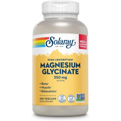 Гліцинат магнію Solaray Magnesium Glycinate 350 мг, 240 вегетаріанських капсул (США) SOR-89504